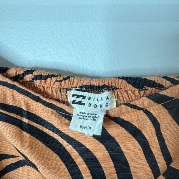 NWT Billabong Tiger Animal Print Square Neck Puff Long Sleeve Smocked Mink Dress - Picture 7 of 9